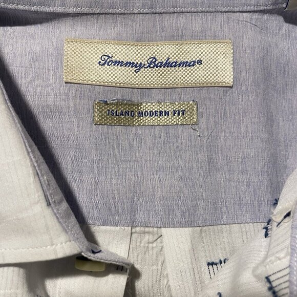 Tommy Bahama Button Down Men's Size XL Island Modern Fit White Shirt Squares - Picture 2 of 8